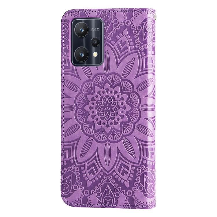 For OPPO Realme 8i / Narzo 50 4G Embossed Sunflower Leather Phone Case