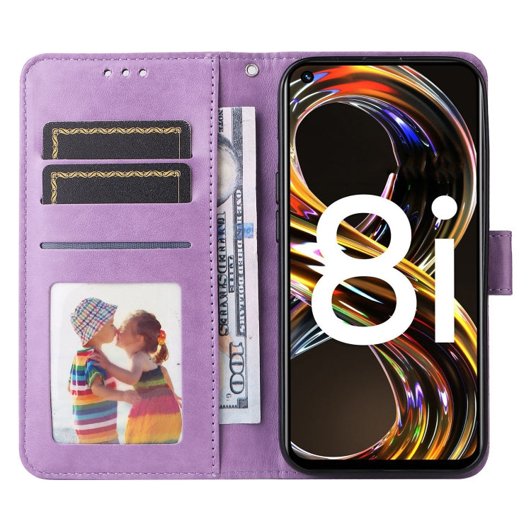 For OPPO Realme 8i / Narzo 50 4G Embossed Sunflower Leather Phone Case