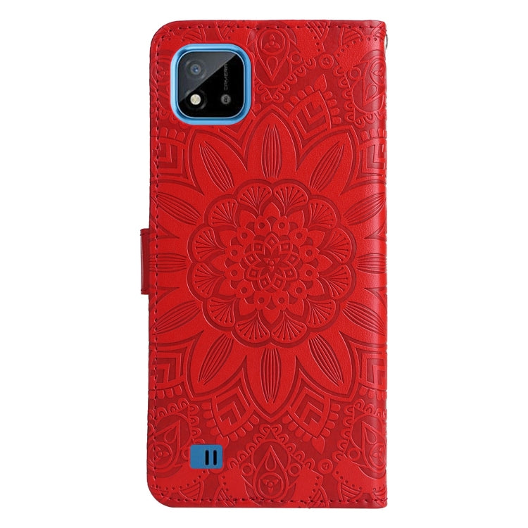 For OPPO Realme C11 2021 / C20 Embossed Sunflower Leather Phone Case
