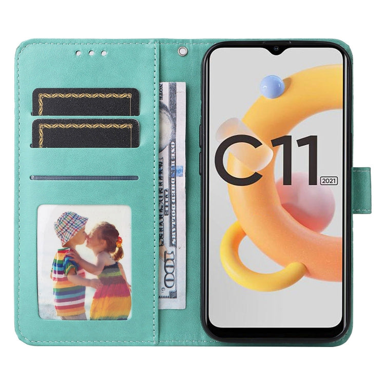 For OPPO Realme C11 2021 / C20 Embossed Sunflower Leather Phone Case