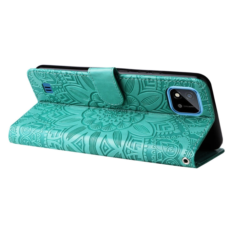 For OPPO Realme C11 2021 / C20 Embossed Sunflower Leather Phone Case