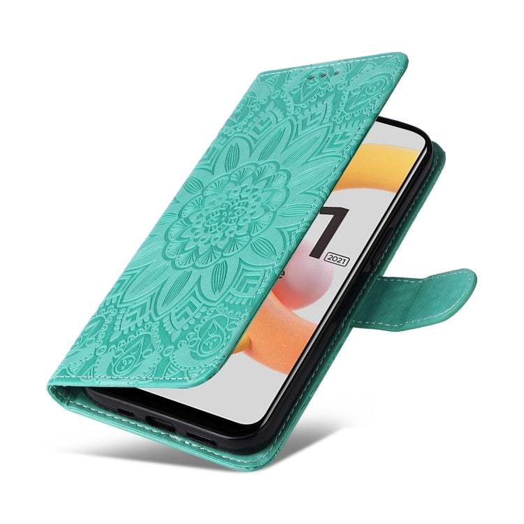 For OPPO Realme C11 2021 / C20 Embossed Sunflower Leather Phone Case