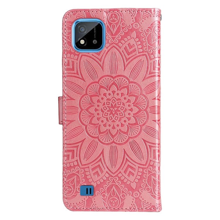 For OPPO Realme C11 2021 / C20 Embossed Sunflower Leather Phone Case