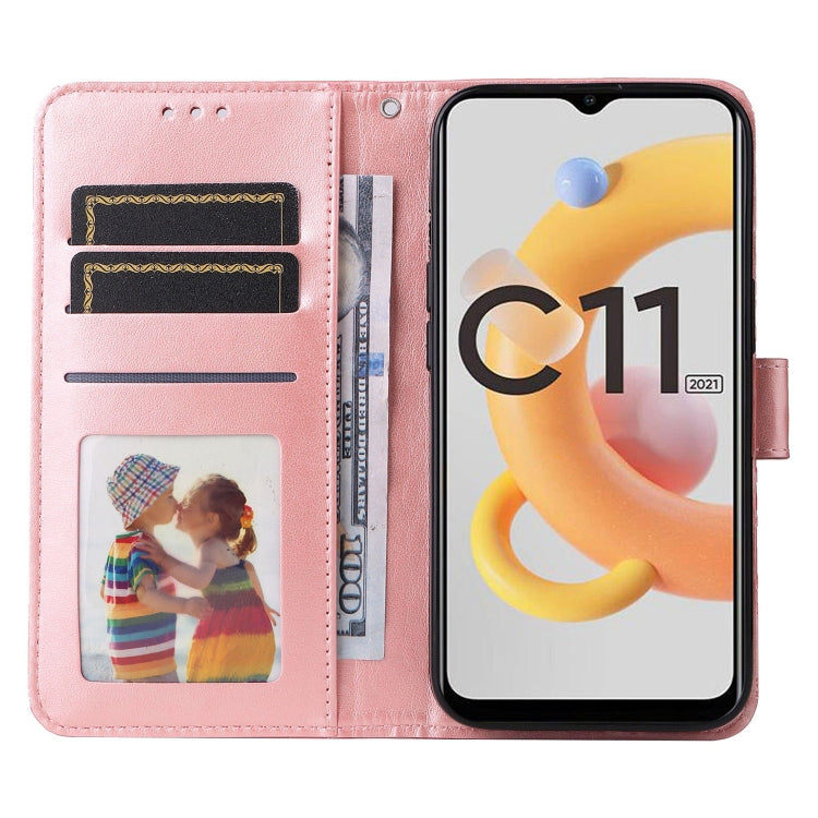 For OPPO Realme C11 2021 / C20 Embossed Sunflower Leather Phone Case