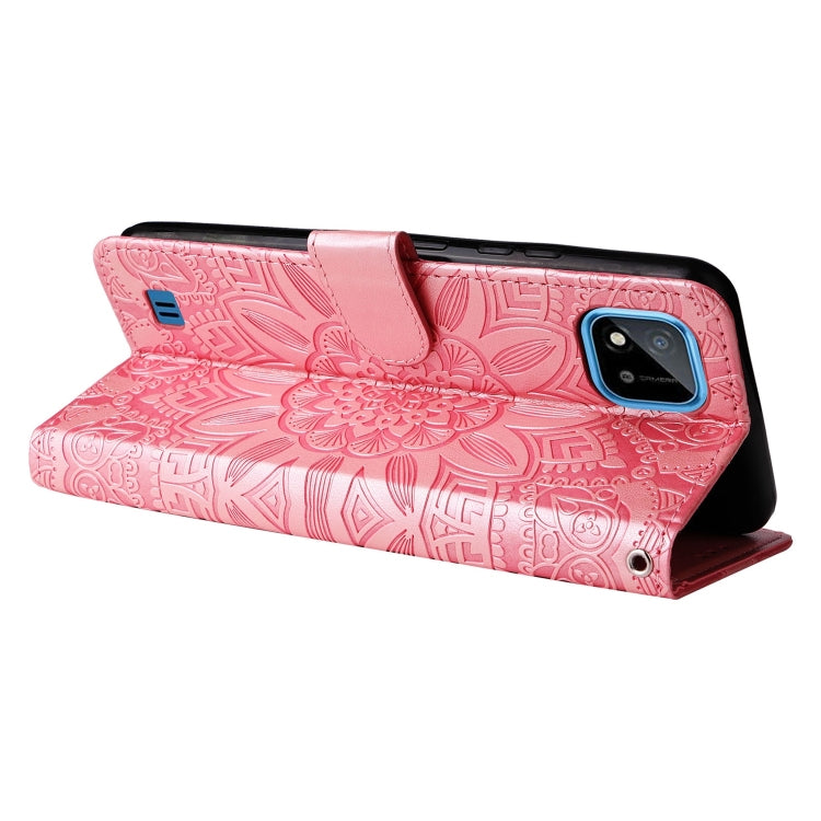 For OPPO Realme C11 2021 / C20 Embossed Sunflower Leather Phone Case