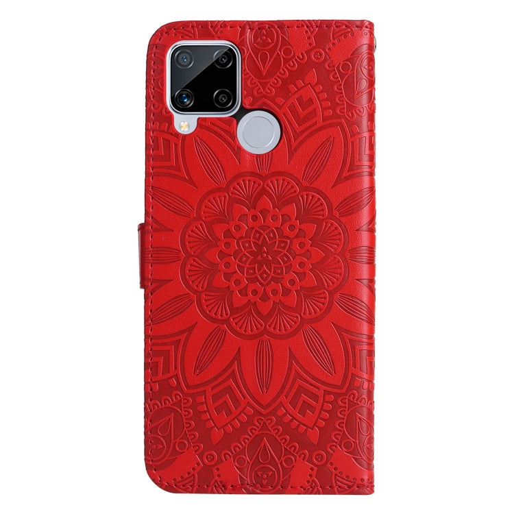 For OPPO Realme C15 / C12 / C25 Embossed Sunflower Leather Phone Case