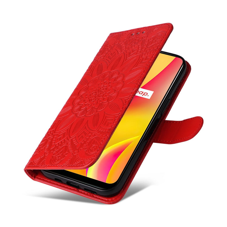 For OPPO Realme C15 / C12 / C25 Embossed Sunflower Leather Phone Case