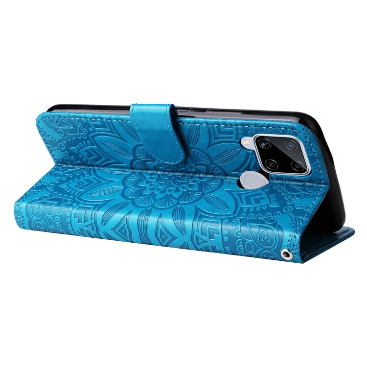 For OPPO Realme C15 / C12 / C25 Embossed Sunflower Leather Phone Case