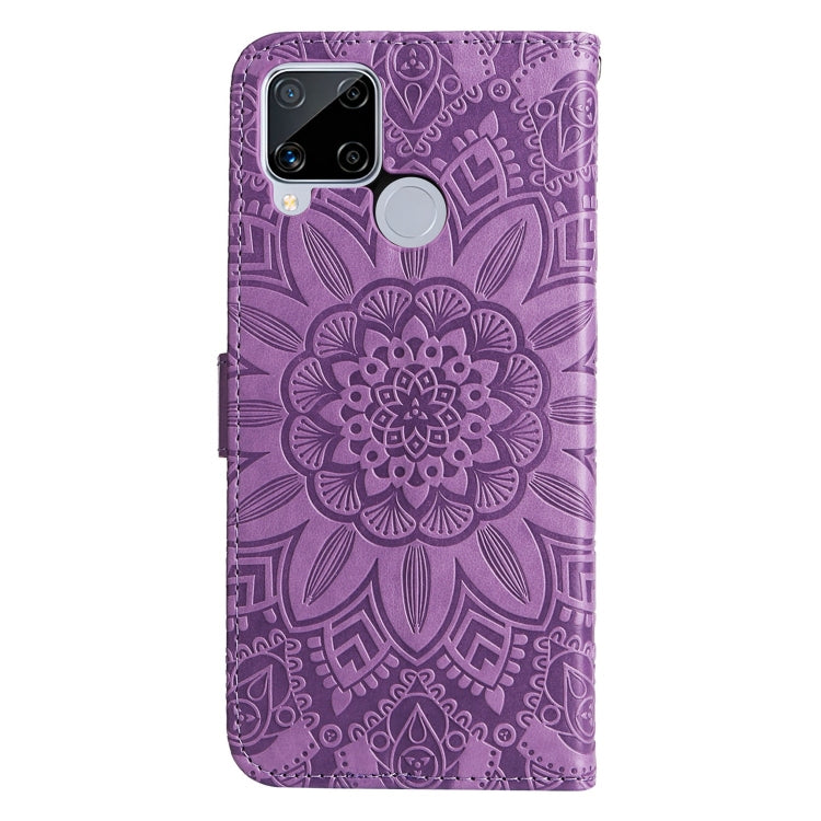 For OPPO Realme C15 / C12 / C25 Embossed Sunflower Leather Phone Case