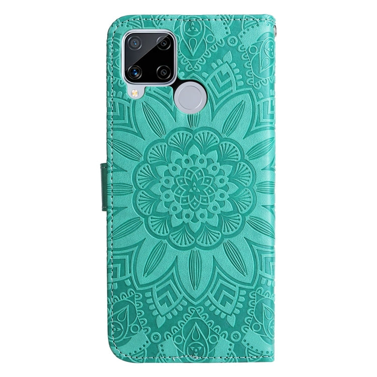 For OPPO Realme C15 / C12 / C25 Embossed Sunflower Leather Phone Case