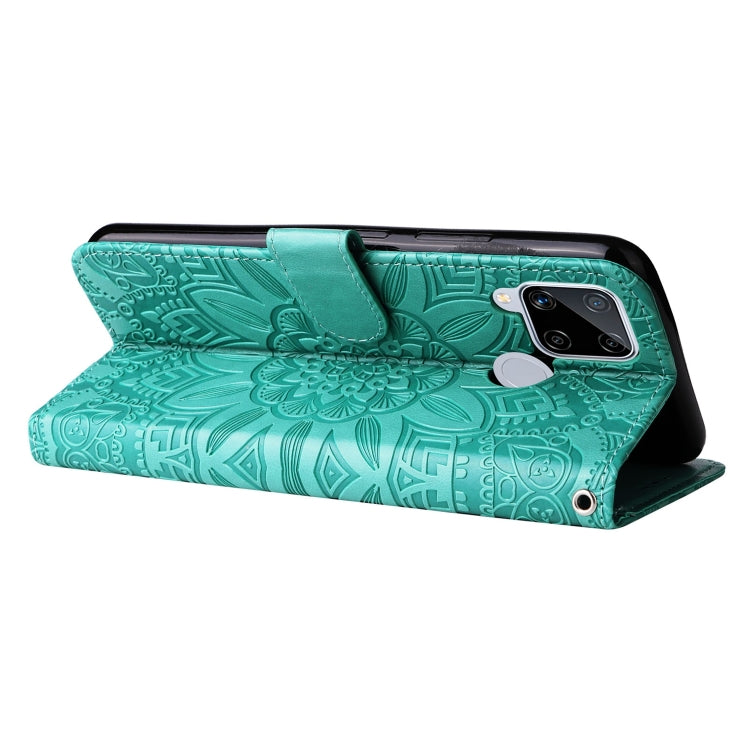 For OPPO Realme C15 / C12 / C25 Embossed Sunflower Leather Phone Case