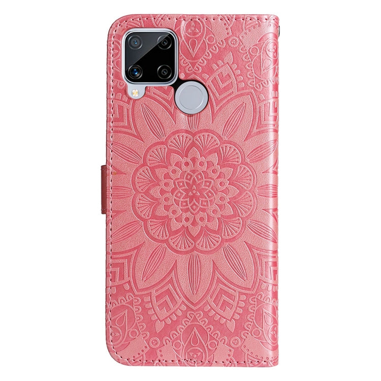 For OPPO Realme C15 / C12 / C25 Embossed Sunflower Leather Phone Case