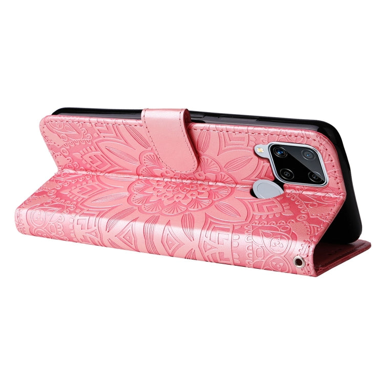 For OPPO Realme C15 / C12 / C25 Embossed Sunflower Leather Phone Case