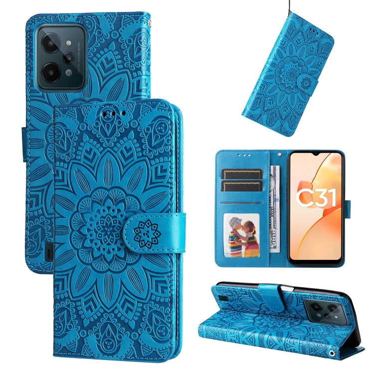 For OPPO Realme C31 Embossed Sunflower Leather Phone Case