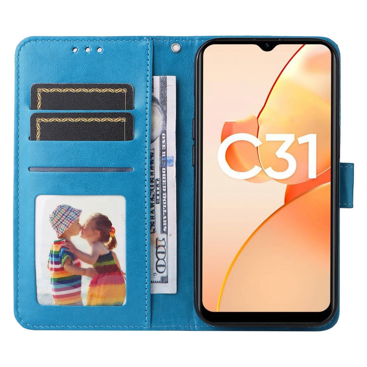 For OPPO Realme C31 Embossed Sunflower Leather Phone Case