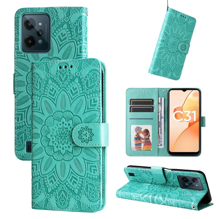 For OPPO Realme C31 Embossed Sunflower Leather Phone Case