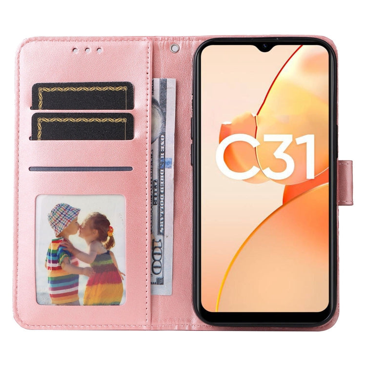 For OPPO Realme C31 Embossed Sunflower Leather Phone Case