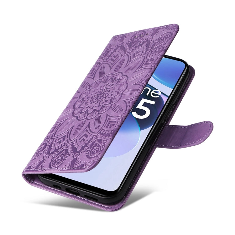 For OPPO Realme C35 4G / Narzo 50A Prime Embossed Sunflower Leather Phone Case