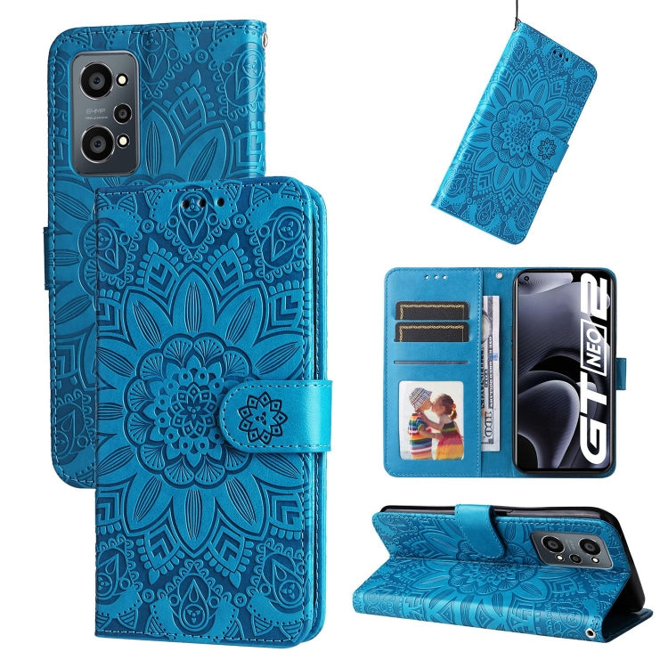 For OPPO Realme GT Neo2 Embossed Sunflower Leather Phone Case
