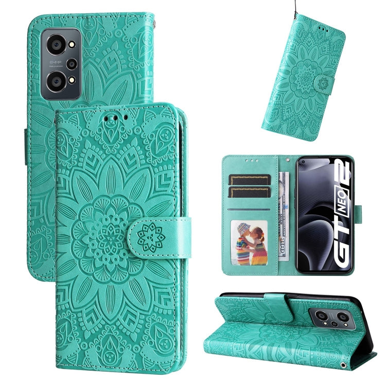 For OPPO Realme GT Neo2 Embossed Sunflower Leather Phone Case