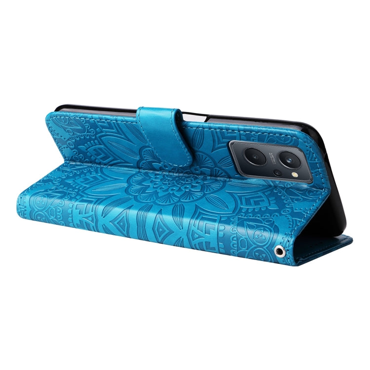 For OPPO Realme 9i / A36 4G / A76 4G Embossed Sunflower Leather Phone Case