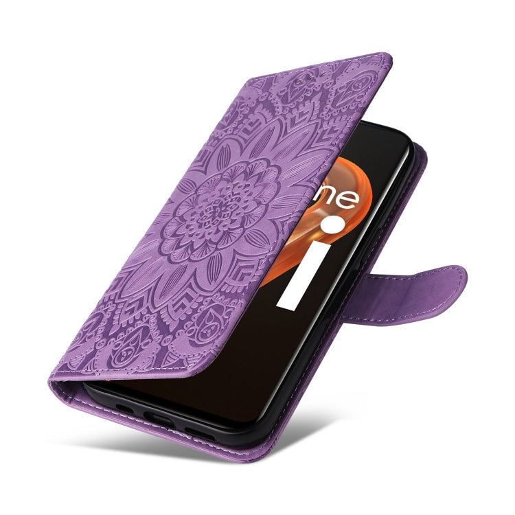 For OPPO Realme 9i / A36 4G / A76 4G Embossed Sunflower Leather Phone Case