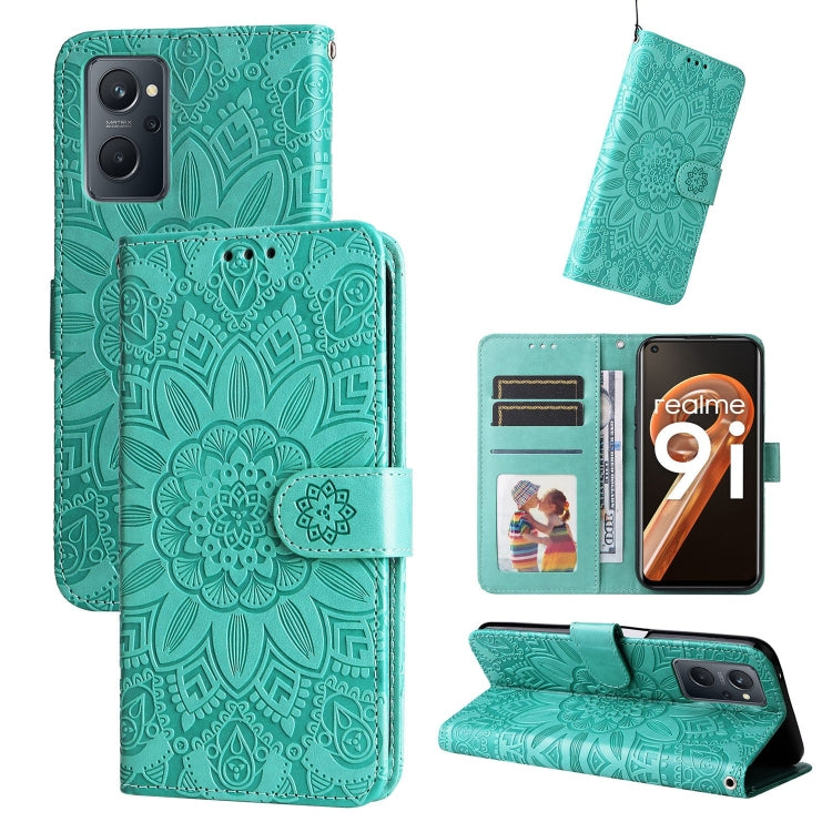For OPPO Realme 9i / A36 4G / A76 4G Embossed Sunflower Leather Phone Case