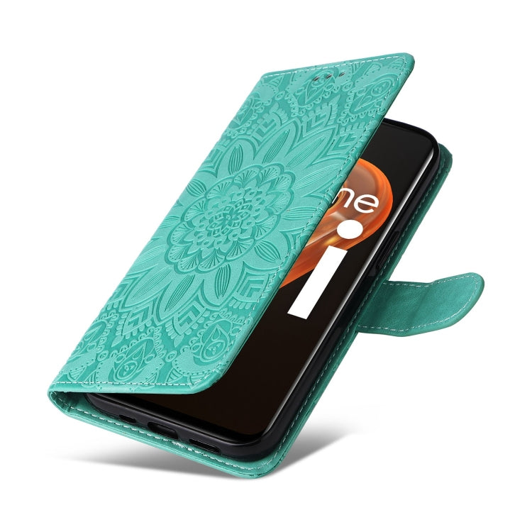 For OPPO Realme 9i / A36 4G / A76 4G Embossed Sunflower Leather Phone Case