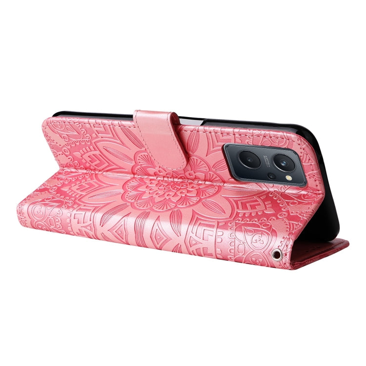 For OPPO Realme 9i / A36 4G / A76 4G Embossed Sunflower Leather Phone Case