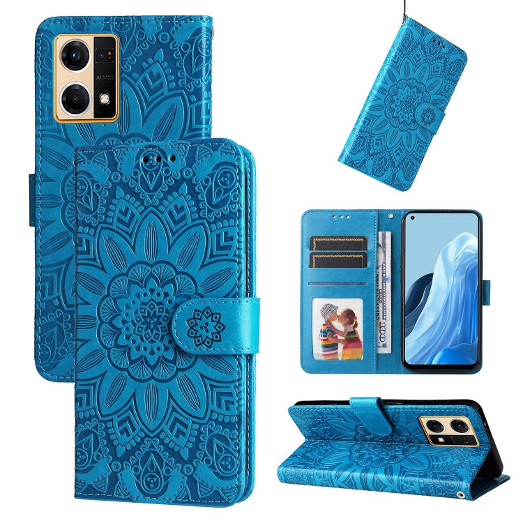 For OPPO Reno7 4G / F21 Pro Embossed Sunflower Leather Phone Case