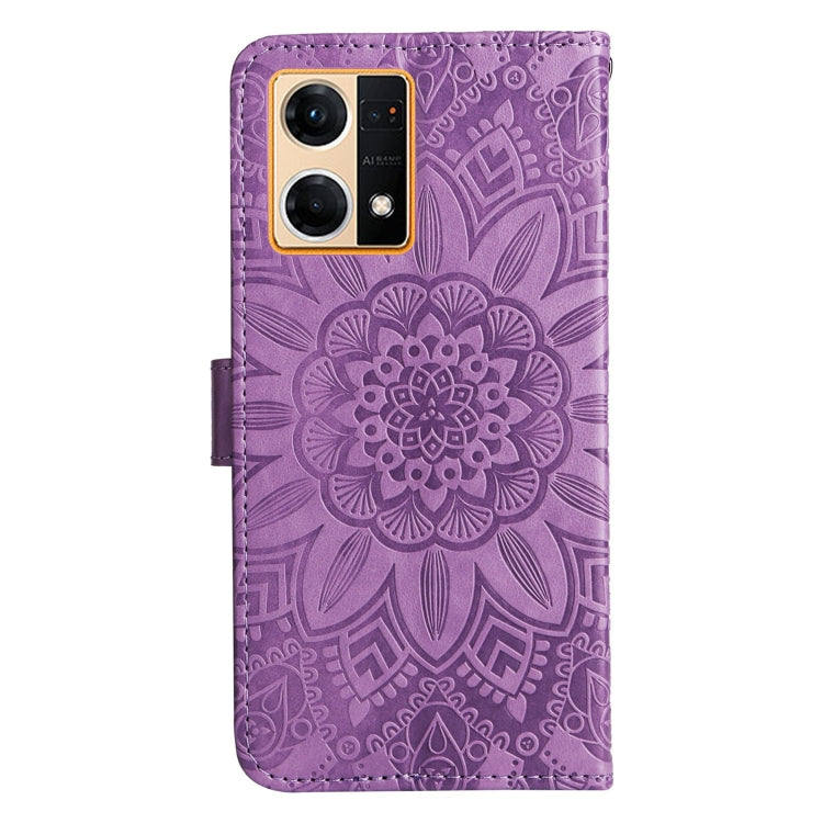 For OPPO Reno7 4G / F21 Pro Embossed Sunflower Leather Phone Case