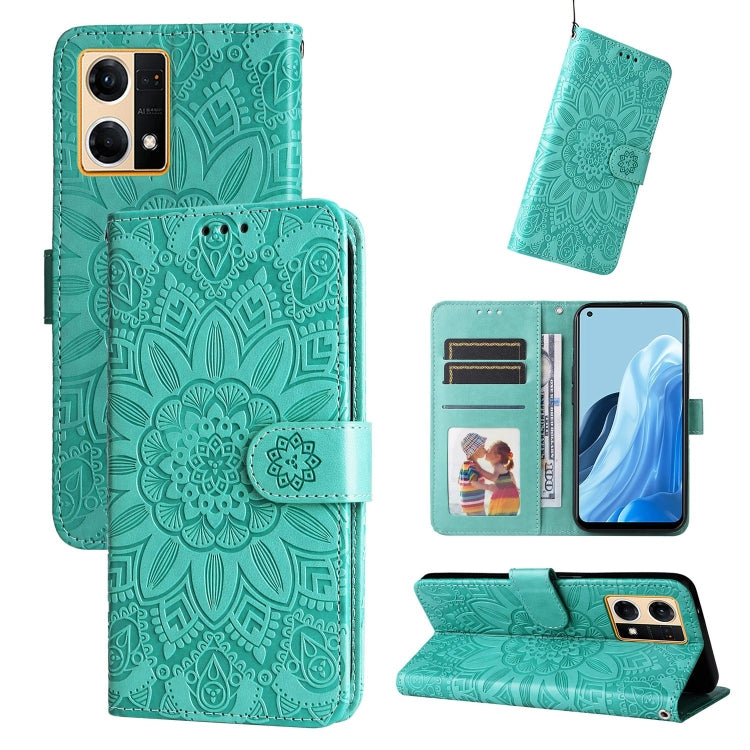 For OPPO Reno7 4G / F21 Pro Embossed Sunflower Leather Phone Case