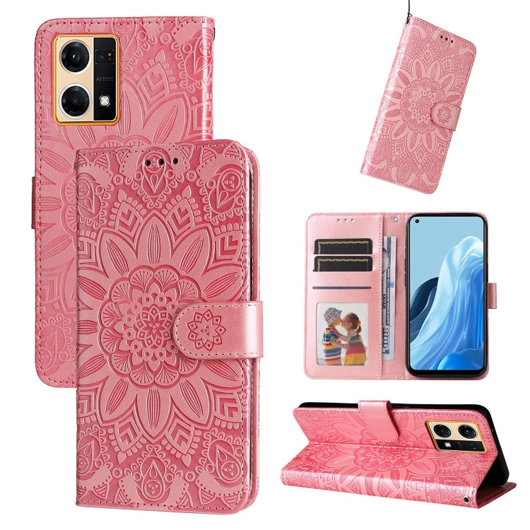For OPPO Reno7 4G / F21 Pro Embossed Sunflower Leather Phone Case