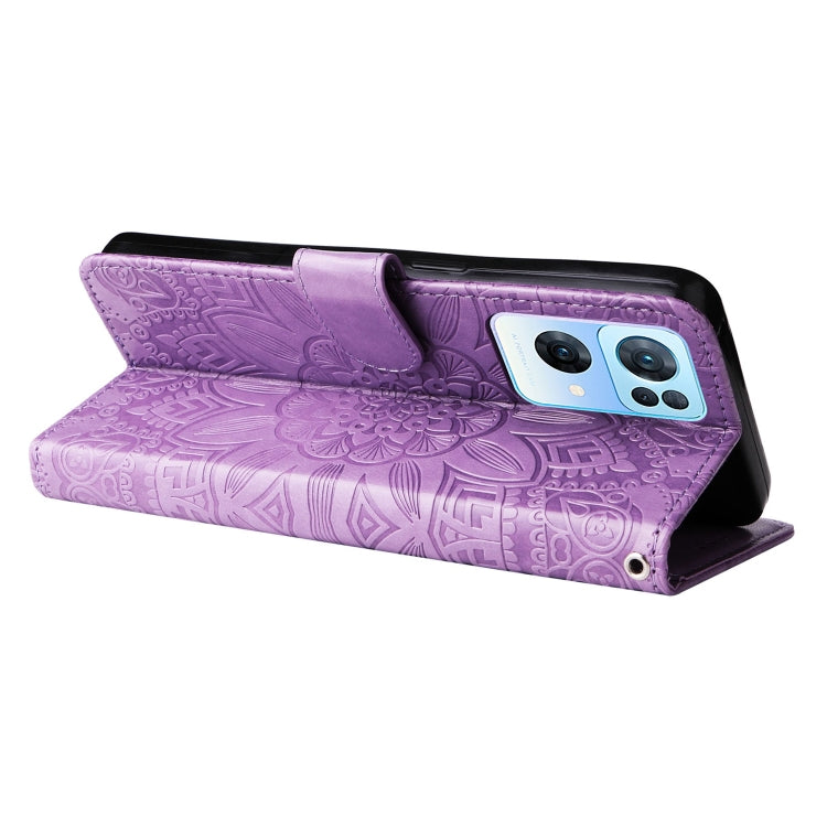 For OPPO Reno7 Pro 5G Embossed Sunflower Leather Phone Case