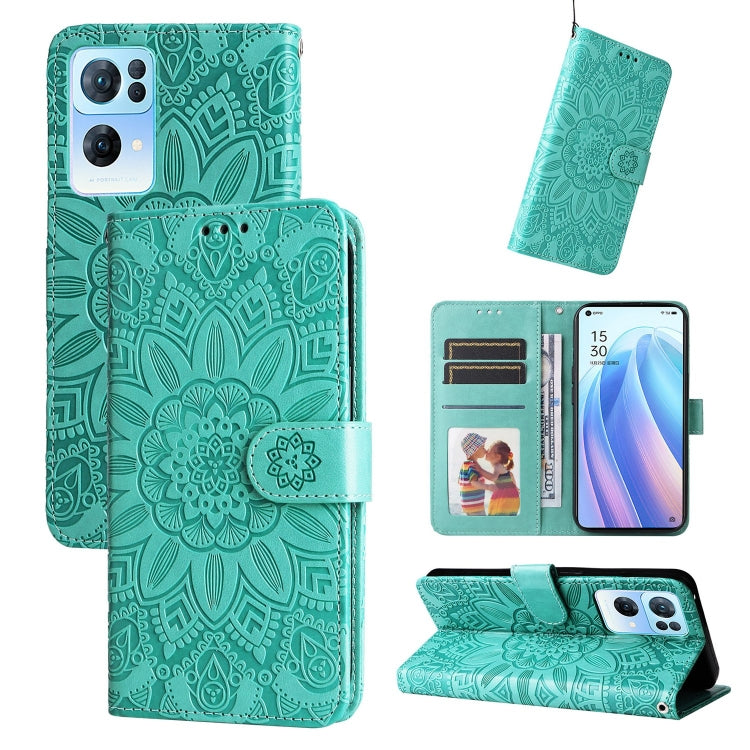 For OPPO Reno7 Pro 5G Embossed Sunflower Leather Phone Case