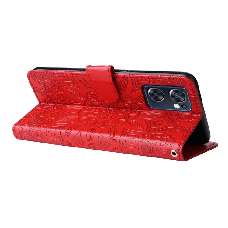 For OPPO Reno7 SE Embossed Sunflower Leather Phone Case