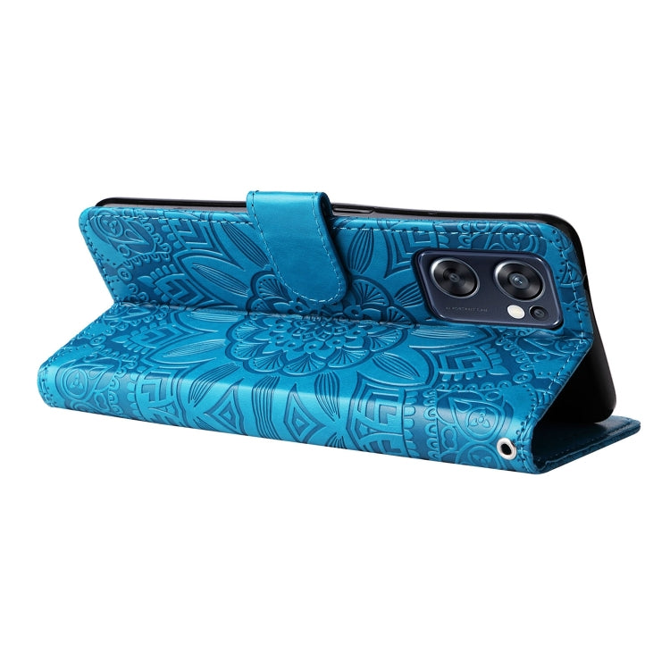 For OPPO Reno7 SE Embossed Sunflower Leather Phone Case