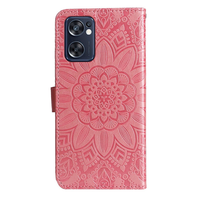 For OPPO Reno7 SE Embossed Sunflower Leather Phone Case