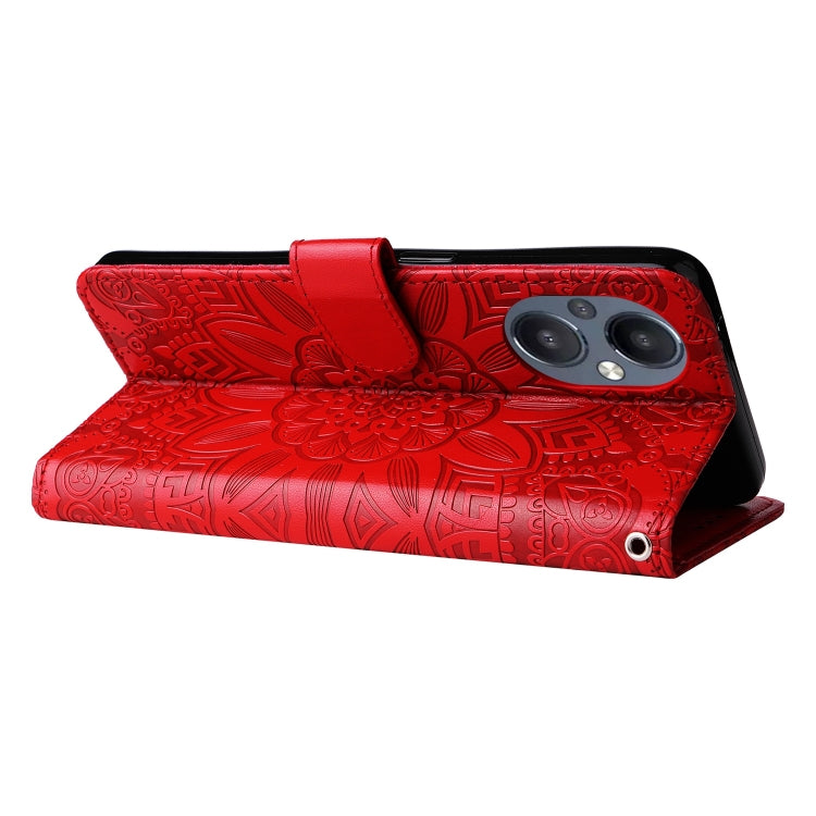 For OPPO Reno7 Z / OnePlus Nord N20 5G Embossed Sunflower Leather Phone Case