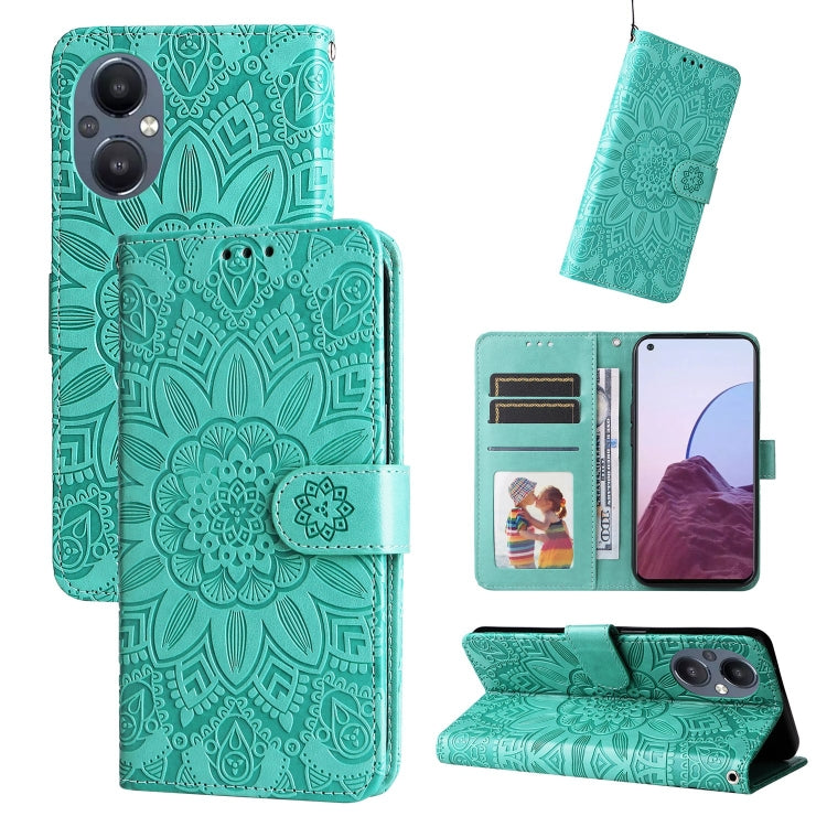 For OPPO Reno7 Z / OnePlus Nord N20 5G Embossed Sunflower Leather Phone Case