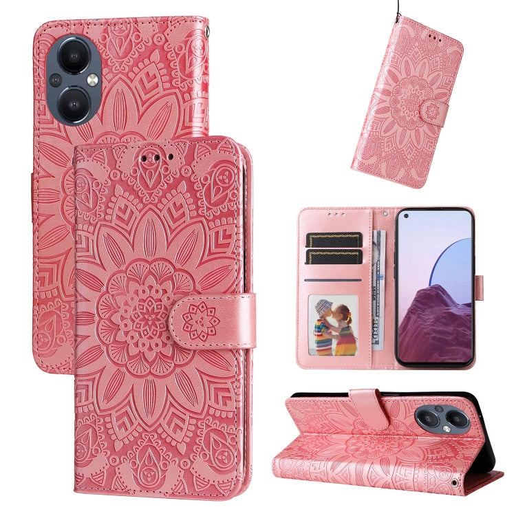 For OPPO Reno7 Z / OnePlus Nord N20 5G Embossed Sunflower Leather Phone Case