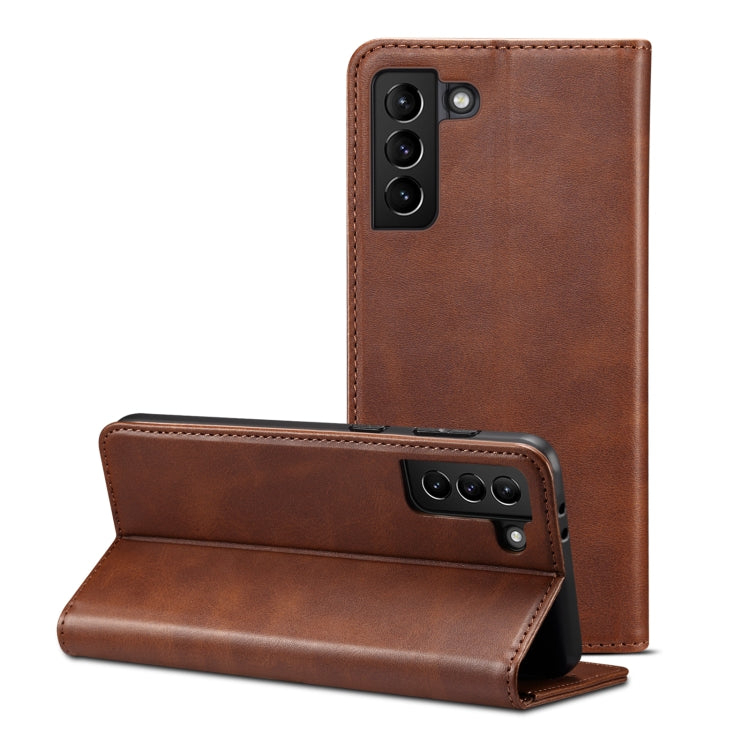 For Samsung Galaxy S21 Ultra Calf Texture Horizontal Flip Leather Phone Case