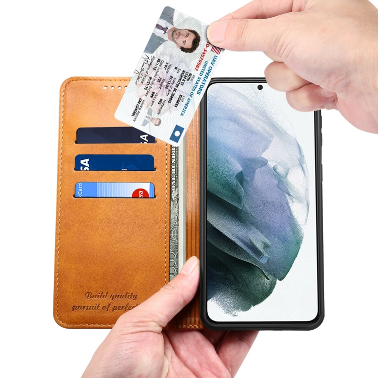 For Samsung Galaxy S21 Ultra Calf Texture Horizontal Flip Leather Phone Case