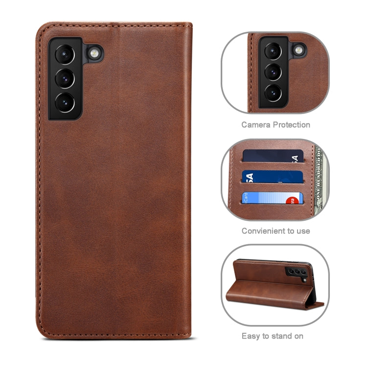 For Samsung Galaxy S21+ Calf Texture Horizontal Flip Leather Phone Case