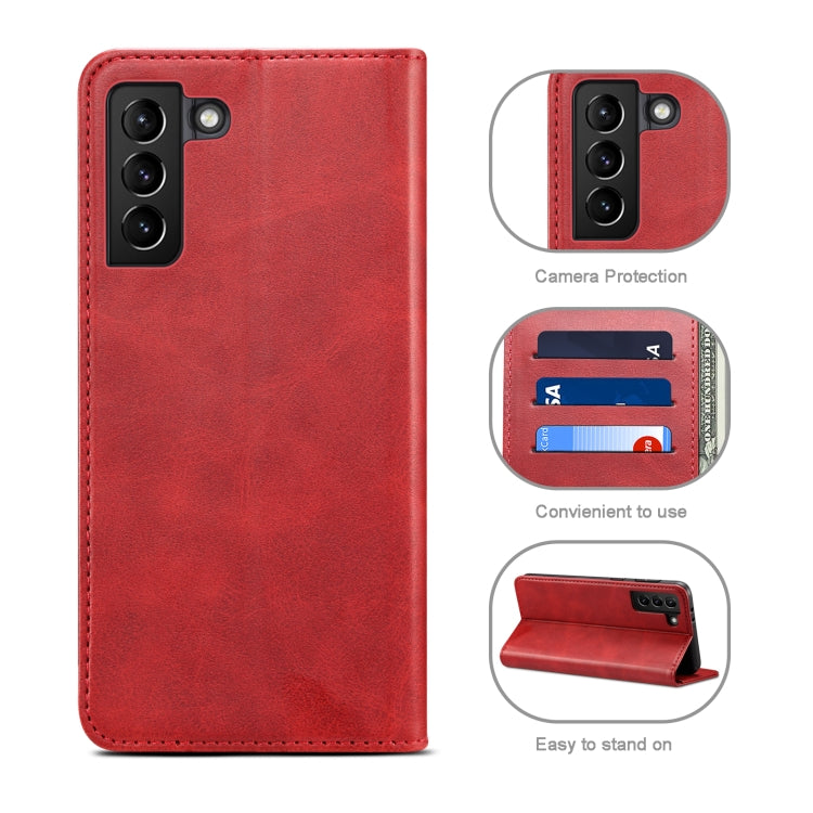 For Samsung Galaxy S21+ Calf Texture Horizontal Flip Leather Phone Case