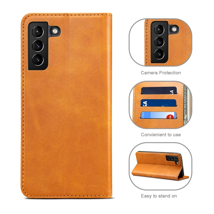 For Samsung Galaxy S21+ Calf Texture Horizontal Flip Leather Phone Case
