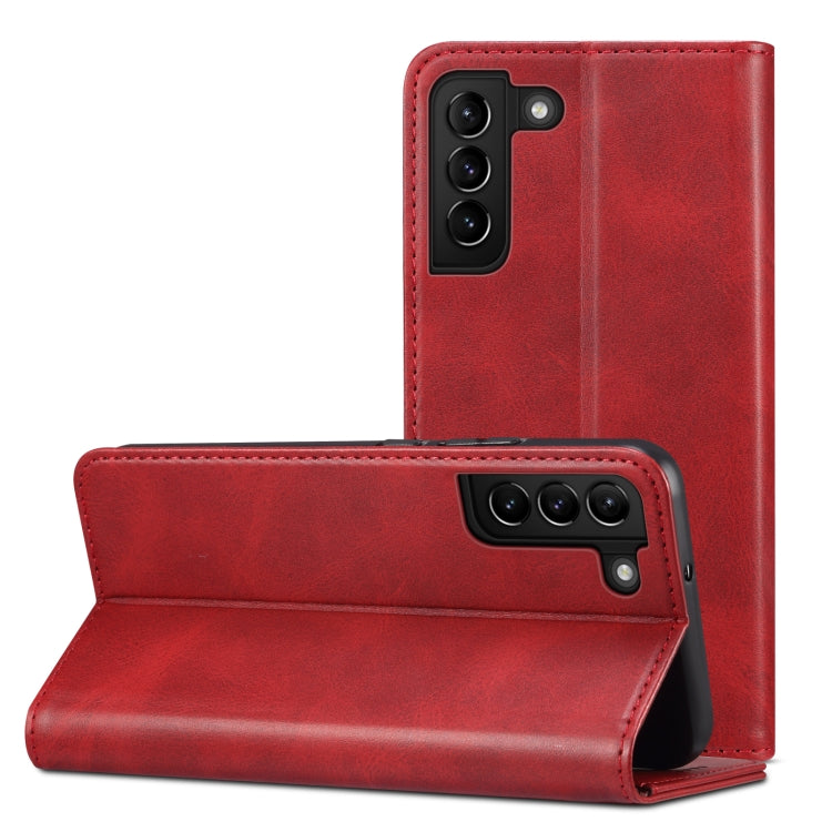 For Samsung Galaxy S22 Calf Texture Horizontal Flip Leather Phone Case