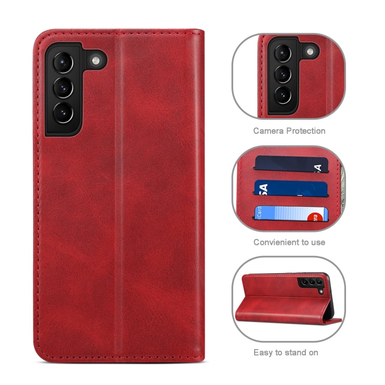 For Samsung Galaxy S22 Calf Texture Horizontal Flip Leather Phone Case