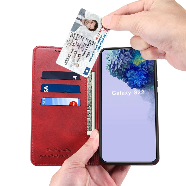 For Samsung Galaxy S22 Calf Texture Horizontal Flip Leather Phone Case
