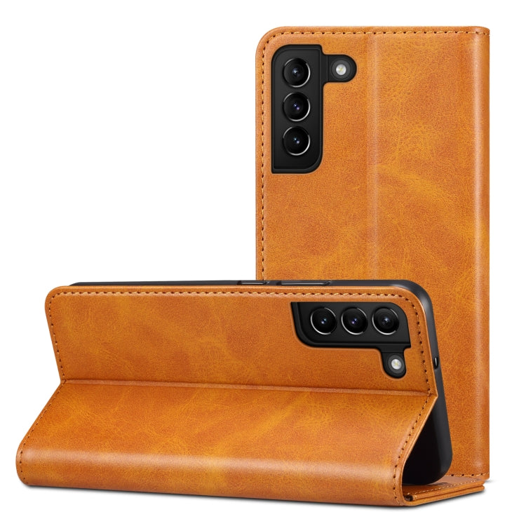 For Samsung Galaxy S22 Calf Texture Horizontal Flip Leather Phone Case